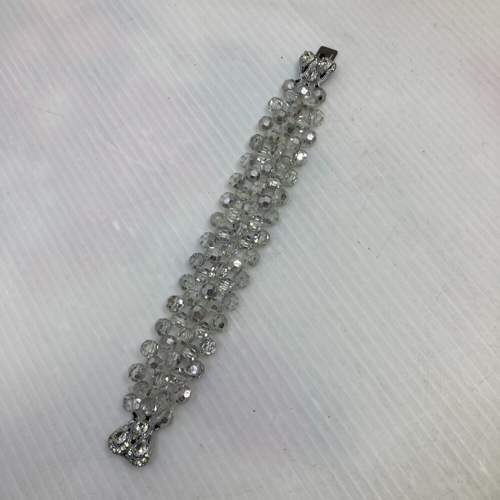 vtg 1960 crystal rhinestone wedding bridal beads bracelet